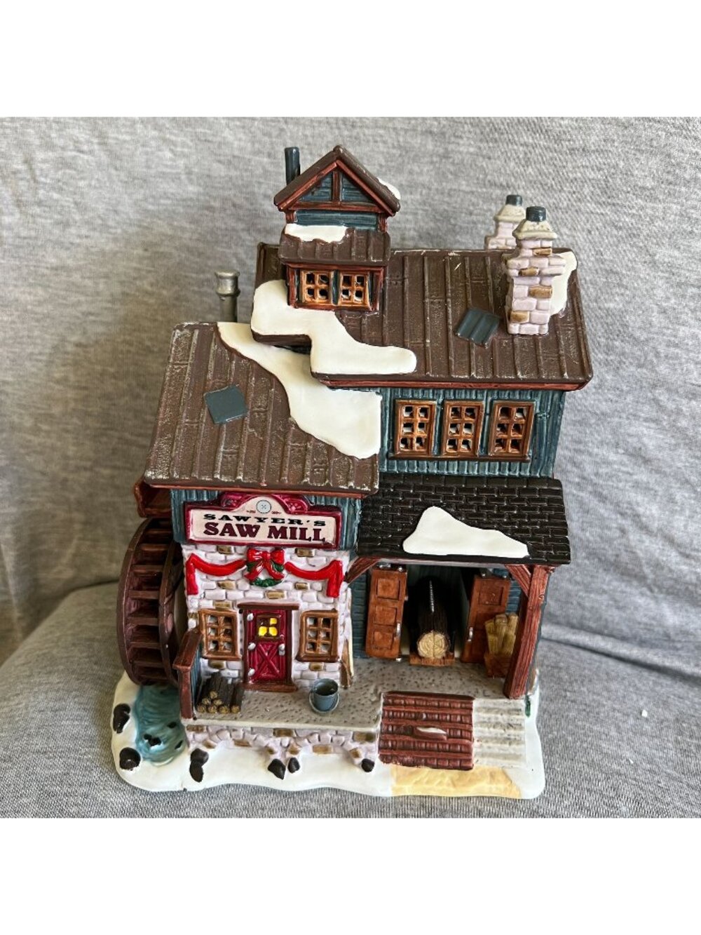 Sawyers Saw Mill Ceramic Christmas Village Decoration - No Light - Repaired